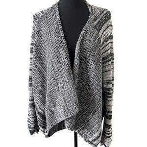 Old Navy Women Knit Cardigan Black White Size XXL Boho Lagenlook Lounge